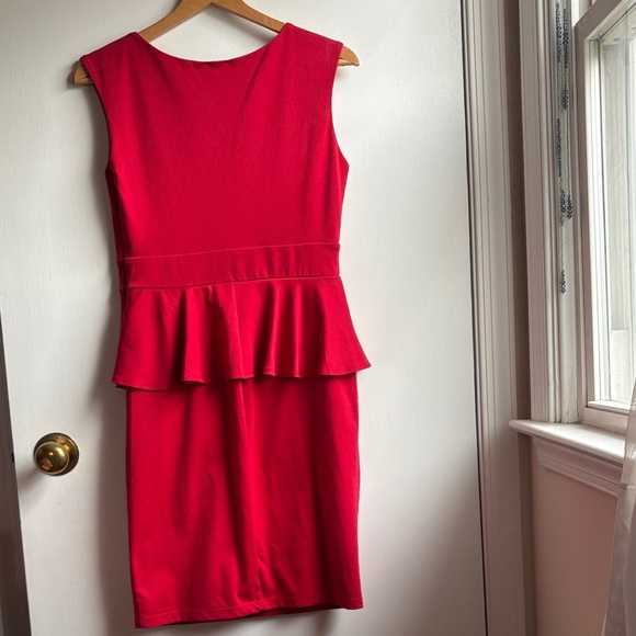 Enfocus Studio Vibrant Red Peplum Mini Dress - Picture 7 of 10